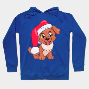 The smiling little puppy with Santa hat Hoodie